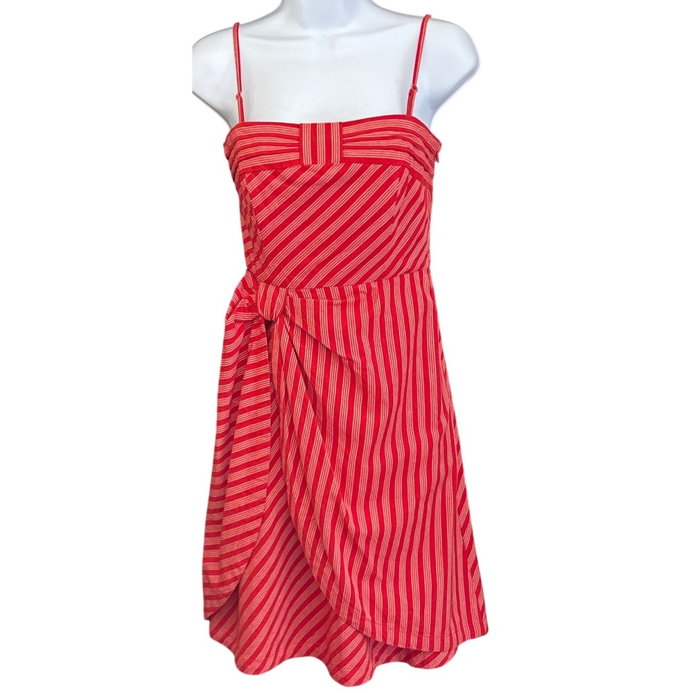 Vintage Lil Anthropologie Striped Dress Nautical Summer Americana Picnic Coastal